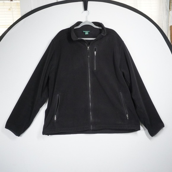 L.L. Bean Other - LL‎ Bean Mens XXL Black Full Zip Fleece Jacket Mock Neck 3 Pocket 0FJM3 Hiking